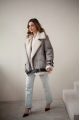 Women's jacket made of natural gray sheepskin in VINTAGE style